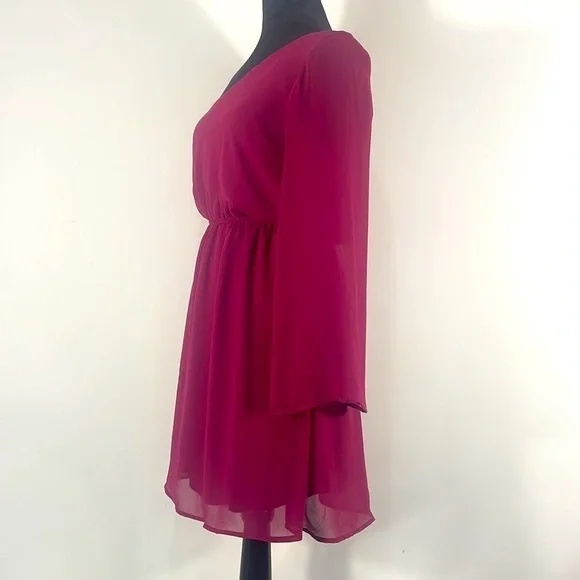 Francesca’s Small Burgundy, Crimson, One Shoulder Mini dress - Picture 2 of 6